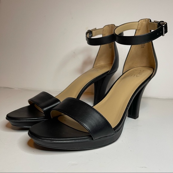 Naturalizer | Shoes | Naturalizer Womens Dessa Black Faux Leather Ankle  Strap Heeled Sandal Size | Poshmark